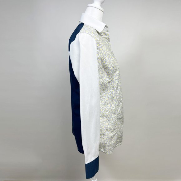 Original Custom Half-White Half-Flower Print Women's Shirt - Blue (Pre-Owned) - Picture 3 of 9